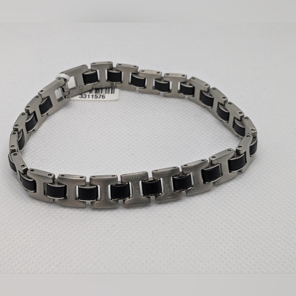 Other - Stainless-Steel and Black Rubber Bracelet 8 1/2"